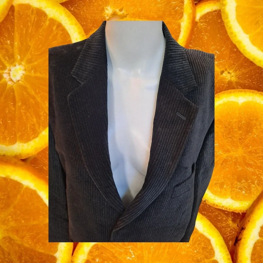 Calvin‎ Klein Men's 42L Gray Pinstripe Corduroy Sport Coat Blazer Jacket